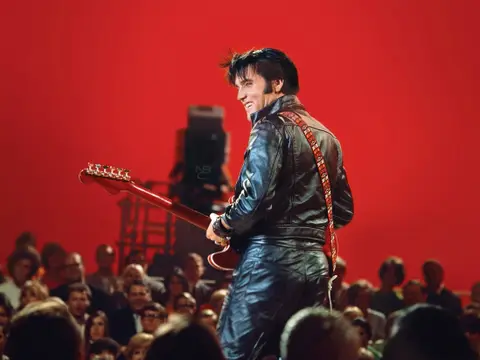 Elvis Presley on stage during his '68 Comeback Special at NBC Studios in Burbank